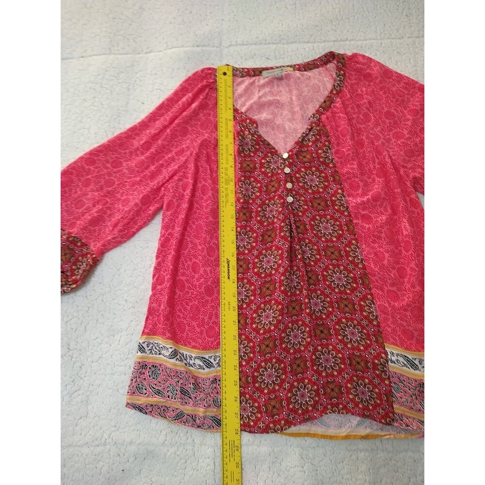 Figueroa & Flower Puff Sleeve Top Xl Boho Multicolor Cottagecore Beachy Feminine - Picture 7 of 9